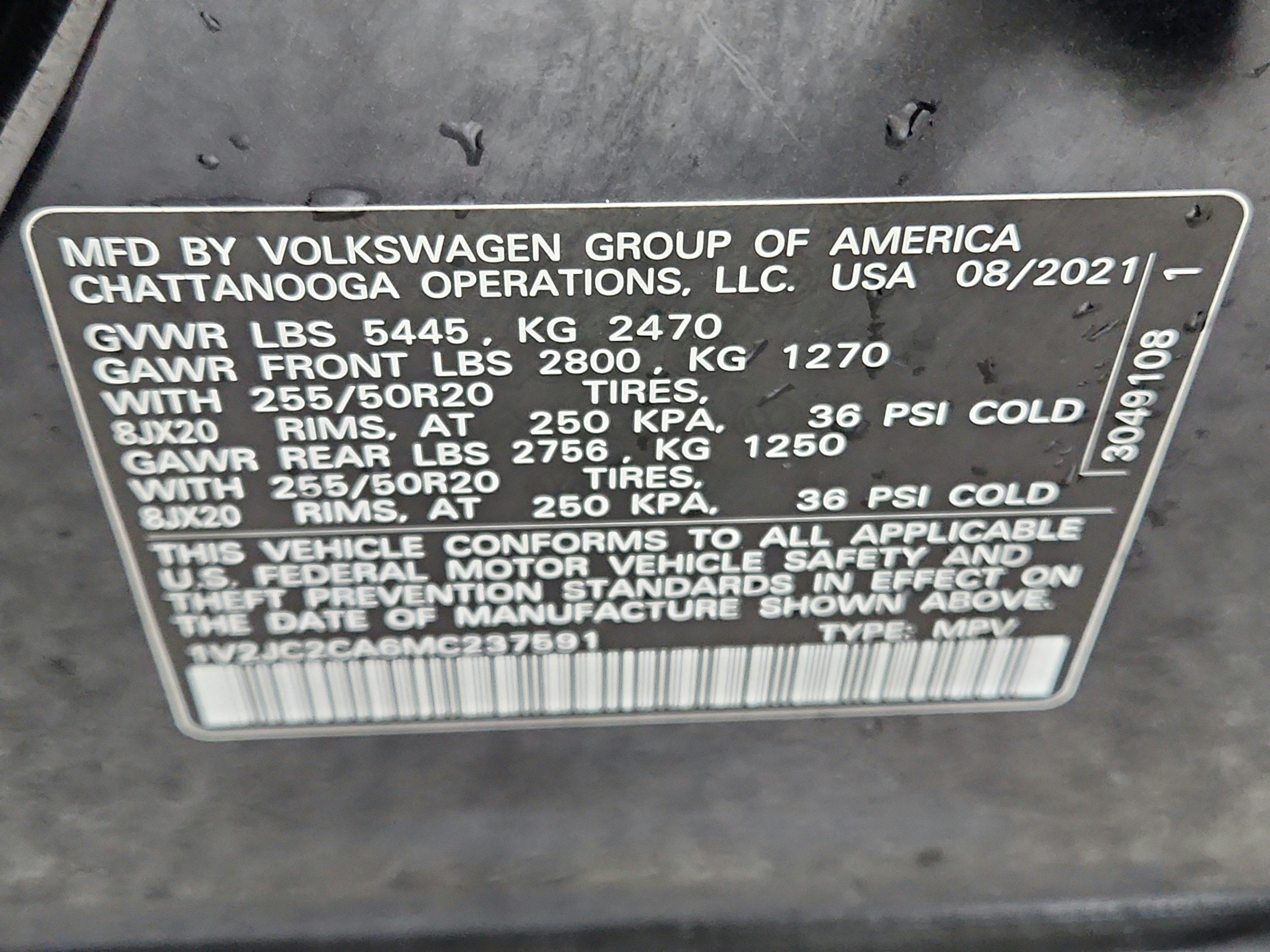 2021 Volkswagen Atlas Cross Sport 2.0T SE w/Technology FWD