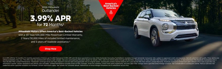 2026 Mitsubishi Outlander 3.99% APR for 72 Months
