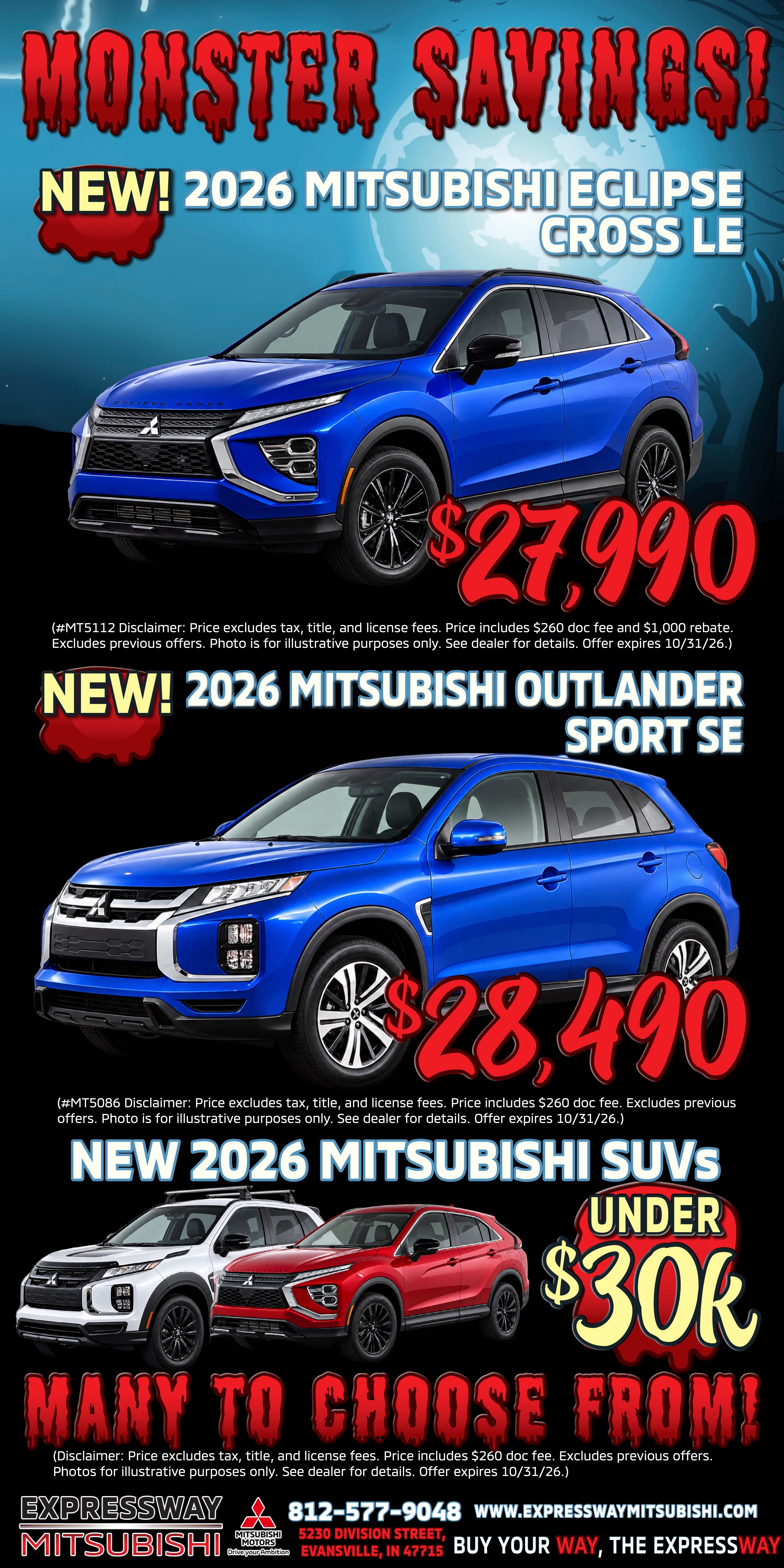 Current Print Ad at Expressway Mitsubishi in Evansville # State#