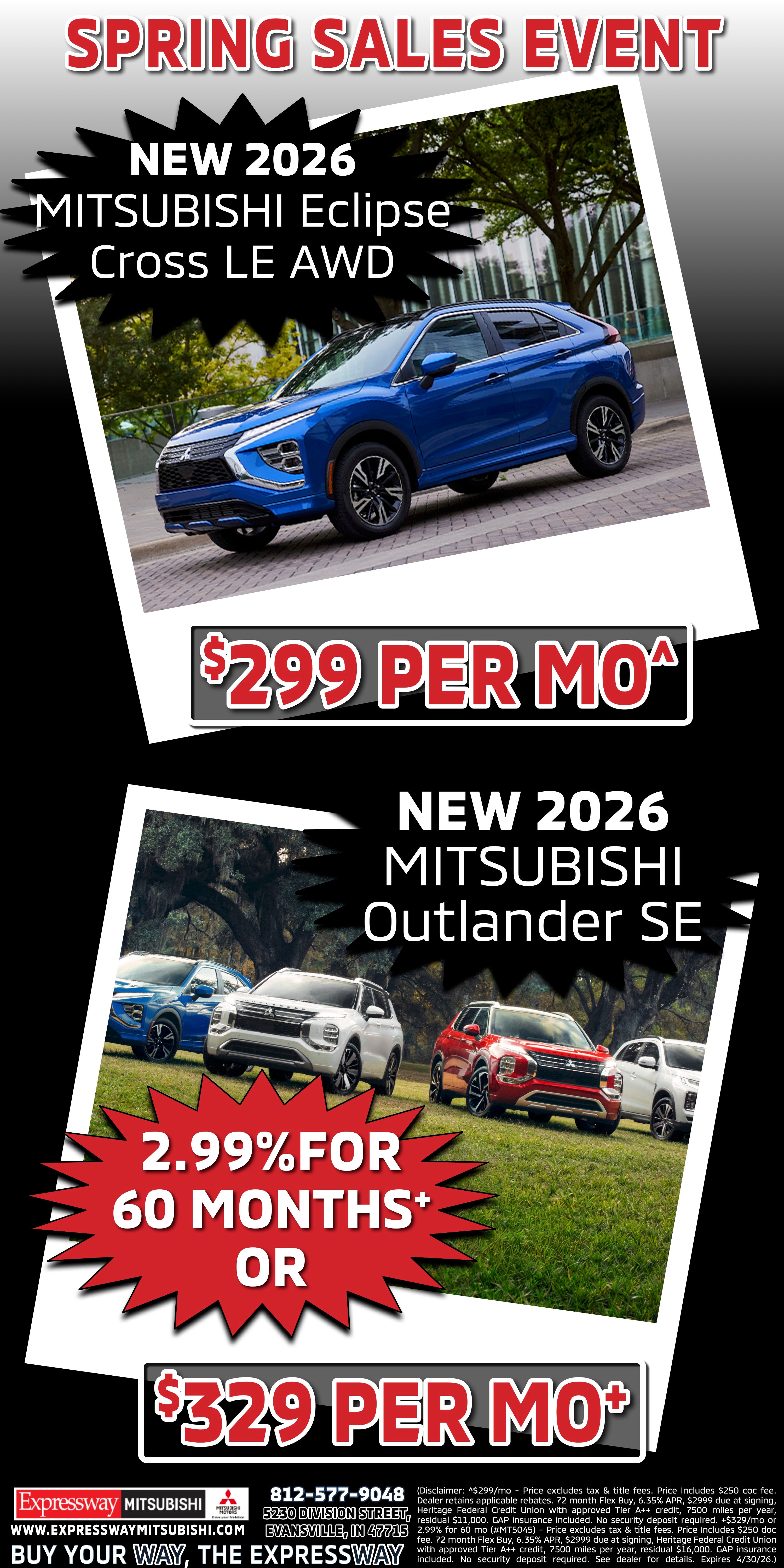 Current Print Ad at Expressway Mitsubishi in Evansville # State#