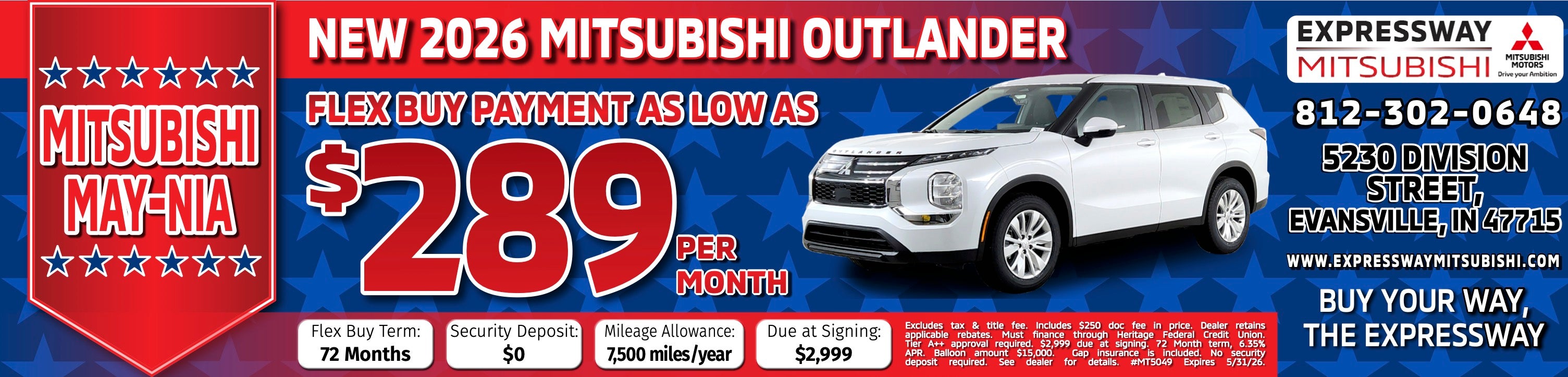 Current Print Ad at Expressway Mitsubishi in Evansville # State#