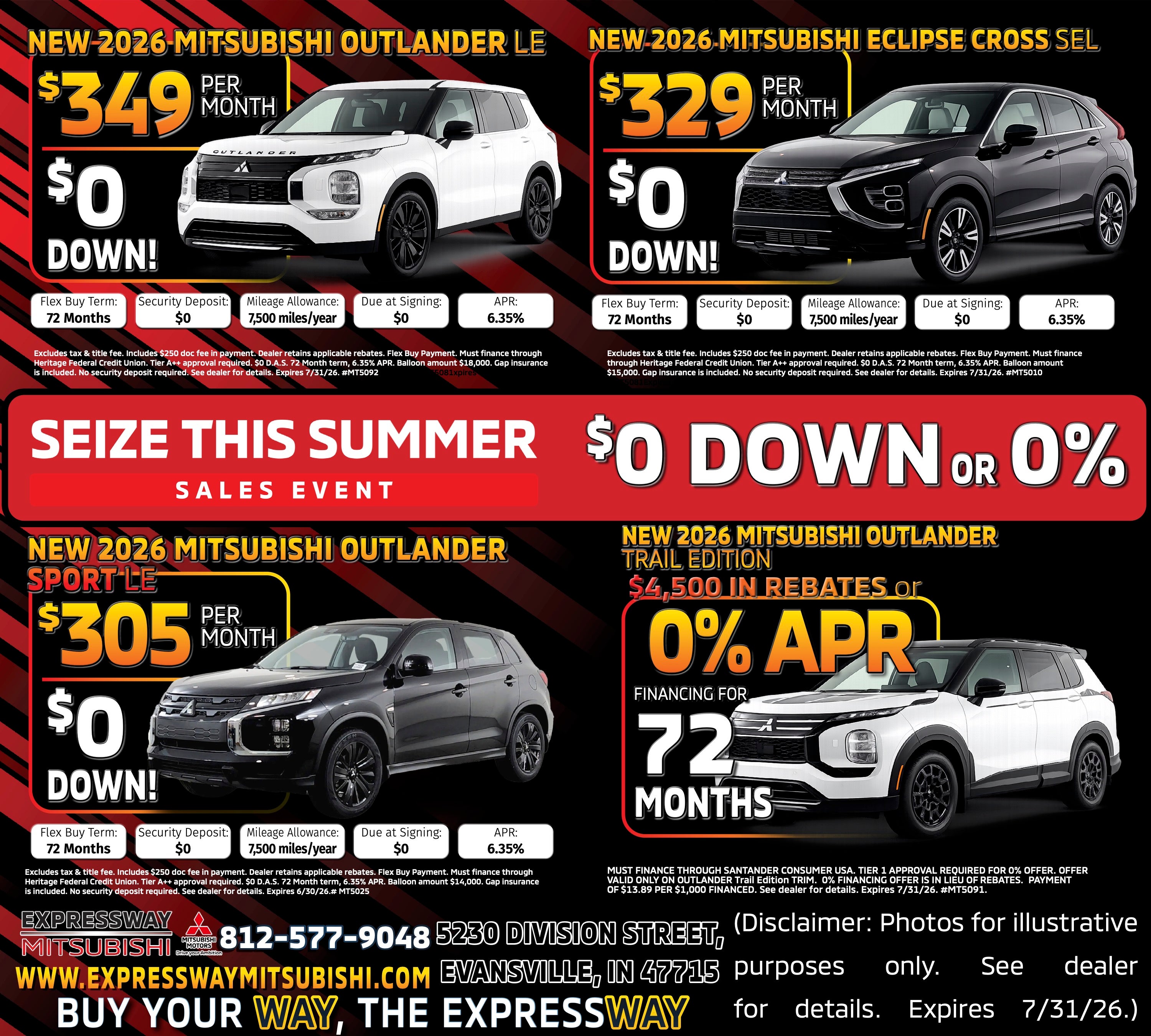 Current Print Ad at Expressway Mitsubishi in Evansville # State#