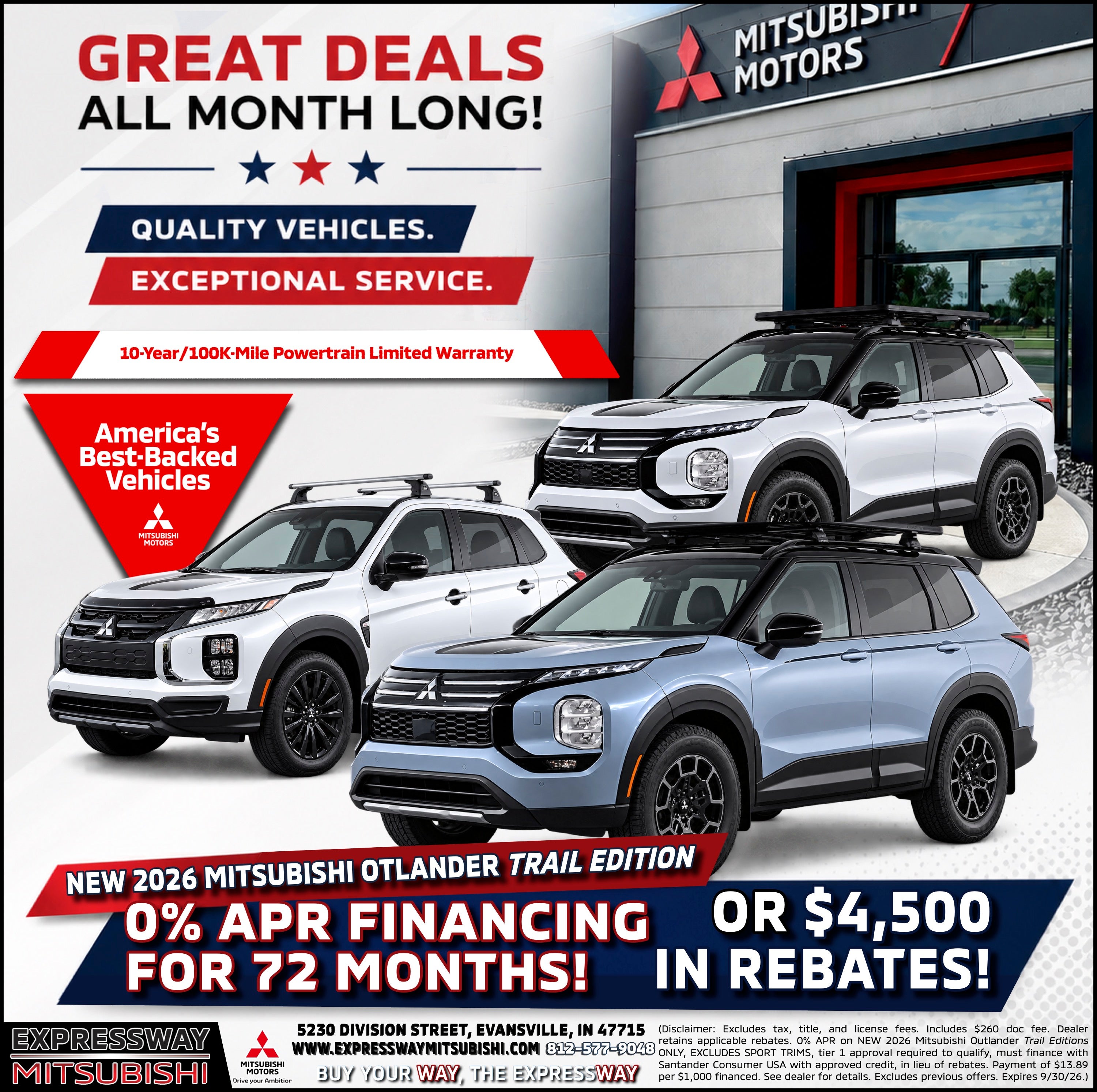 Current Print Ad at Expressway Mitsubishi in Evansville # State#